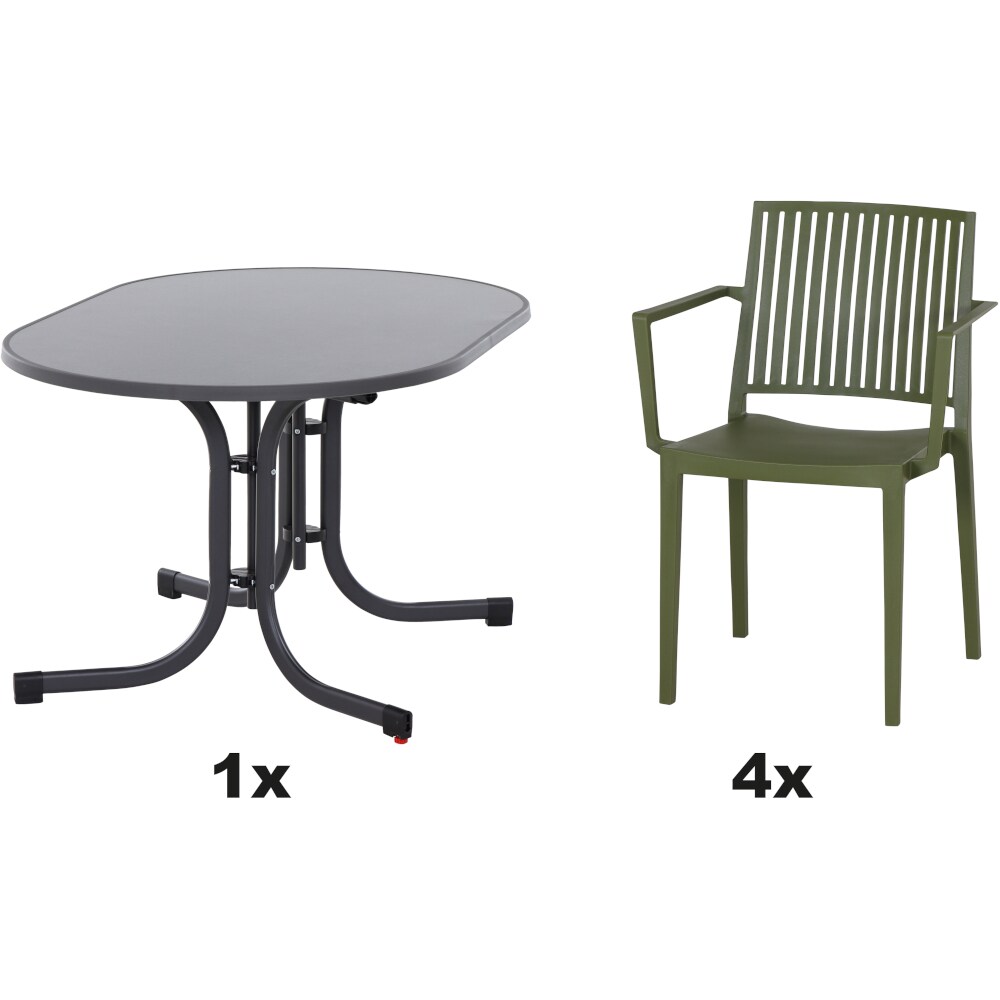 SIENA GARDEN Urban Lights Set 5teilig Lane Sessel gastrotauglich olive mit Tisch Paco 140x90 Image