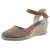 Sandalette VERBENAS "MALENA SERRAJE", Damen, Gr. 35, grau (taupe), Veloursleder, Textil, casual, Schuhe, Sommerschuh, Riemchensandale, Urlaubschuh mit Keilabsatz