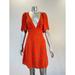 Free People Dresses | Free People Mini Dress Sz 0 Red Combo Mockingbird Womens Open Back Bell Sleeve | Color: Red | Size: 0