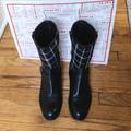 Coach Shoes | Coach Plaid Black Leather Boots | Color: Black | Size: 8.5