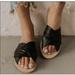 Free People Shoes | Free People Rio Vista Black Sandals Slides Flats Shoes Beautiful | Color: Black/Brown | Size: 7.5