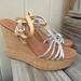 Coach Shoes | Coach Cork Platform Wedges 11b Metallic Silver Leather Georgiana A0842 | Color: Silver | Size: 11