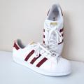 Adidas Shoes | Adidas Originals Superstar White Leather Sneakers Red Snakeskin Trainers/ Unisex | Color: Red/White | Size: 8.5