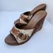 Coach Shoes | Coach Merridith Wedges Slides 8m Women's Slip On Open Toe Signature Canvas Suede | Color: Brown/Tan | Size: 8