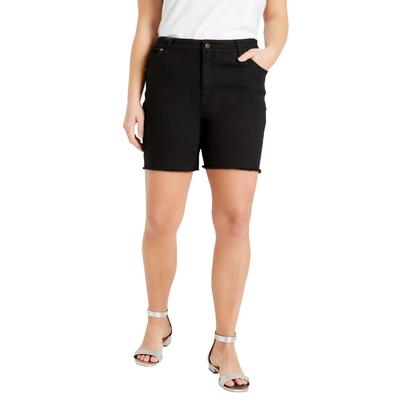 Plus Size Women's Raw Hem June Fit Denim Shorts by June+Vie in Black (Size 16 W)