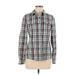 Tommy Hilfiger Long Sleeve Button Down Shirt: Green Plaid Tops - Women's Size Medium