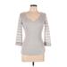 Almost Famous 3/4 Sleeve Blouse: Gray Tops - Women's Size Large