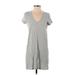 Madewell Casual Dress - Mini V Neck Short sleeves: Gray Marled Dresses - Women's Size Small