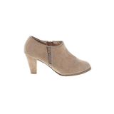 Journee Collection Ankle Boots: Tan Print Shoes - Women's Size 7 - Almond Toe