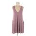 Socialite Casual Dress - A-Line V-Neck Sleeveless: Gray Solid Dresses - Women's Size Medium