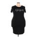 Shein Casual Dress - Mini Crew Neck Short sleeves: Black Solid Dresses - Women's Size 3X