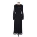 Hinge Casual Dress - A-Line Crew Neck Long sleeves: Black Solid Dresses - Women's Size Medium