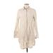 J.Crew Casual Dress - Shirtdress Collared Long sleeves: Tan Solid Dresses - Women's Size Medium