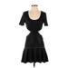 Sara Boo Casual Dress - A-Line Scoop Neck Short sleeves: Black Print Dresses - Women's Size Medium