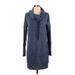 Athleta Casual Dress - Sweater Dress Cowl Neck Long sleeves: Blue Marled Dresses - Women's Size X-Small