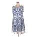 Julian Taylor Casual Dress - Mini: Blue Color Block Dresses - Women's Size 14 Plus