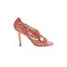 Jimmy Choo Heels: Orange Print Shoes - Women's Size 40 - Open Toe