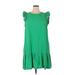 CeCe Casual Dress - Mini Crew Neck Sleeveless: Green Print Dresses - Women's Size 14