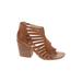 Isola Heels: Tan Print Shoes - Women's Size 9 1/2 - Open Toe