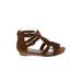 American Rag Cie Sandals: Strappy Wedge Casual Brown Print Shoes - Women's Size 7 1/2 - Open Toe