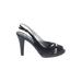 Nina Heels: Black Print Shoes - Women's Size 7 - Peep Toe