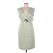 DressBarn Casual Dress - Sheath V-Neck Sleeveless: Gray Print Dresses - New - Women's Size 8