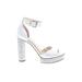 Jessica Simpson Heels: White Solid Shoes - Women's Size 8 - Open Toe