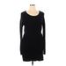 CALVIN KLEIN JEANS Casual Dress - Sheath Scoop Neck Long sleeves: Black Print Dresses - Women's Size X-Large