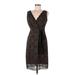 BCBGMAXAZRIA Casual Dress - Wrap V Neck Sleeveless: Brown Dresses - Women's Size 8