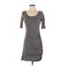 Banana Republic Casual Dress - Mini Scoop Neck Short sleeves: Gray Print Dresses - Women's Size Small Petite