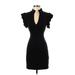 Bebe Cocktail Dress - Party Mock Short sleeves: Black Print Dresses - Women's Size Small