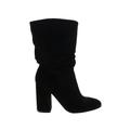Splendid Ankle Boots: Slouch Chunky Heel Casual Black Solid Shoes - Women's Size 6 1/2 - Almond Toe