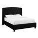 James King Size Bed, Platform Style, Button Tufted Black Velvet Upholstery
