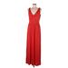 LOFT Beach Casual Dress - A-Line V Neck Sleeveless: Red Print Dresses - Women's Size Medium