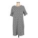 Ann Taylor LOFT Casual Dress - Shift Crew Neck Short sleeves: Gray Dresses - Women's Size Medium Petite