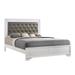 Lise King Size Bed, Gray Fabric Upholstery, LED Lit, Modern White Wood