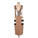 Max Mara Cocktail Dress - Midi Plunge Sleeveless: Brown Dresses - Women's Size 4