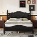 Full Size Platform Bed with Headboard, Retro Style Bed Frame, Full Wood Bed Frame with Slat Support for Bedroom