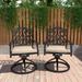 Patio Cast Alum Carved Swivel Dining Chairs with Cushions(Set of 2)