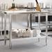 vidaXL Kitchen Work Table Foot Prep Storage Home Restaurant Stainless Steel