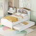 Twin Size Wood Platform Bed,House-shaped Headboard Storage Bed w/Trundle