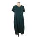 Shein Casual Dress - Shift Crew Neck Short sleeves: Teal Solid Dresses - Women's Size 1X