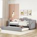 Velvet Upholstered Twin Daybed with Trundle Bed, USB Port & LED Lights,Tufted Sofa Bed, Trundle Bed Daybed Frame, Gray