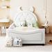 Teddy Fleece Twin Upholstered Daybed w/OX Horn Shaped Headboard, White