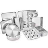 Stainless Steel Bakeware Set of 11, Toaster Oven Baking Pan Set, Lasagna Pan, Square & Round Cake Pan, Loaf Pan & Muffin Pan
