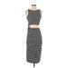 Trafaluc by Zara Casual Dress - Sheath Crew Neck Sleeveless: Gray Stripes Dresses - Women's Size X-Small