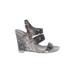 Nine West Wedges: Gray Snake Print Shoes - Women's Size 10