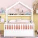 Wooden Full Size House Bed with Twin Size Trundle Bed & Shelf, White