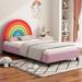 Rainbow Design Cute Style Upholstered Twin Size Platform Bed