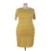 Lularoe Casual Dress - Sheath Crew Neck Short sleeves: Yellow Print Dresses - Women's Size 24